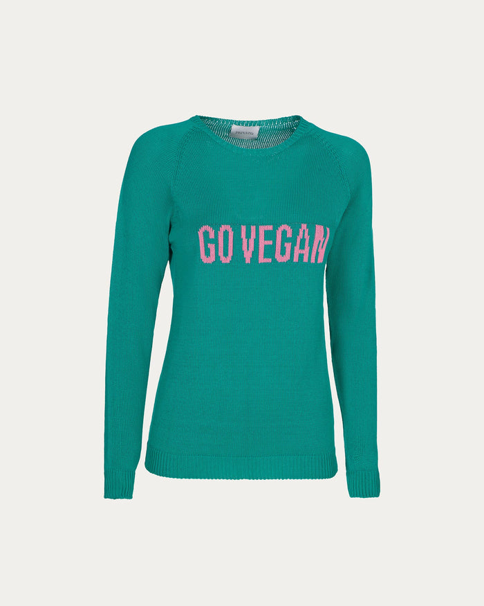 Maglione go vegan in cotone organico verde vegano sostenibile