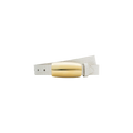 The Marlowe Croc-Embossed Leather Belt, featuring a vintage white finish and a shiny rectangular gold-plated buckle, is displayed against a plain white background.