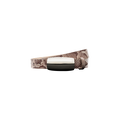 The Marlowe Leather Belt, handcrafted in LA from brown python-embossed leather and featuring a shiny silver rectangular buckle, is displayed against a plain white background.