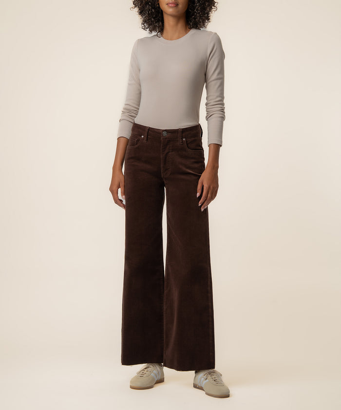 Meg Corduroy High Rise Wide Leg in Truffle
