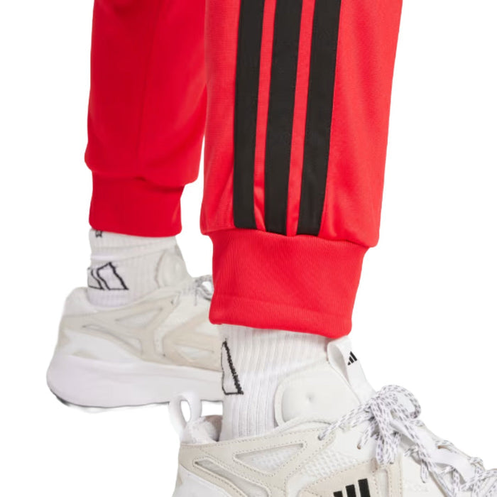 adidas Men's 3-Stripes Tricot Regular Tapered Track Pants - Pure Ruby runnwalk