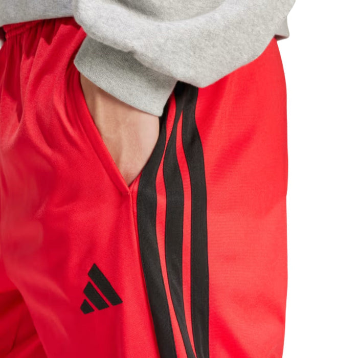 adidas Men's 3-Stripes Tricot Regular Tapered Track Pants - Pure Ruby runnwalk