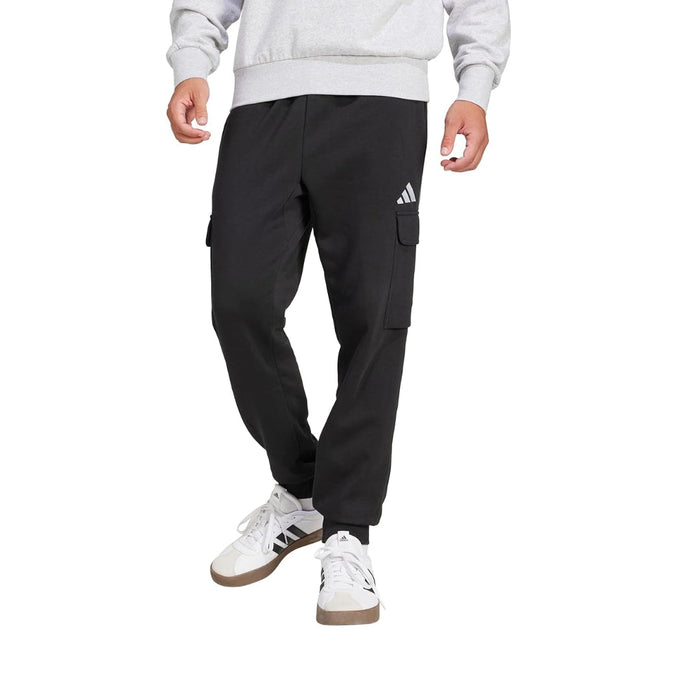 adidas Men's Essentials Feel Cozy Fleece Cargo Pants - Black runnwalk