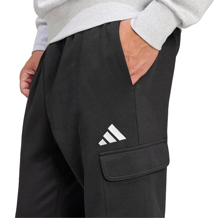 adidas Men's Essentials Feel Cozy Fleece Cargo Pants - Black runnwalk