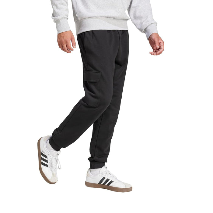adidas Men's Essentials Feel Cozy Fleece Cargo Pants - Black runnwalk