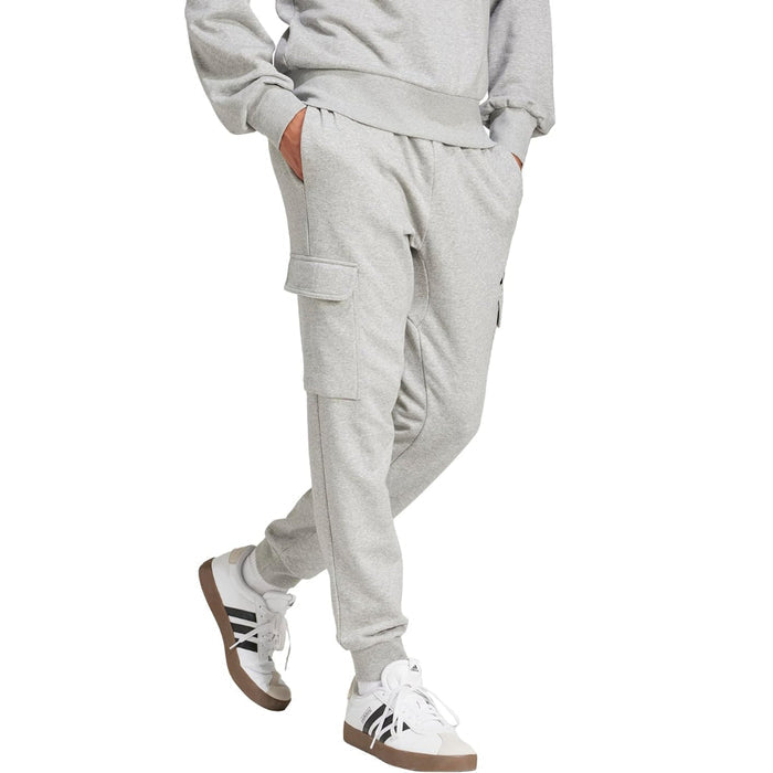 adidas Men's Essentials Feel Cozy Fleece Cargo Pants - Grey runnwalk