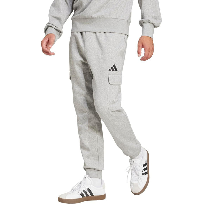 adidas Men's Essentials Feel Cozy Fleece Cargo Pants - Grey runnwalk