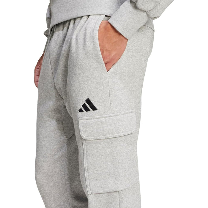 adidas Men's Essentials Feel Cozy Fleece Cargo Pants - Grey runnwalk