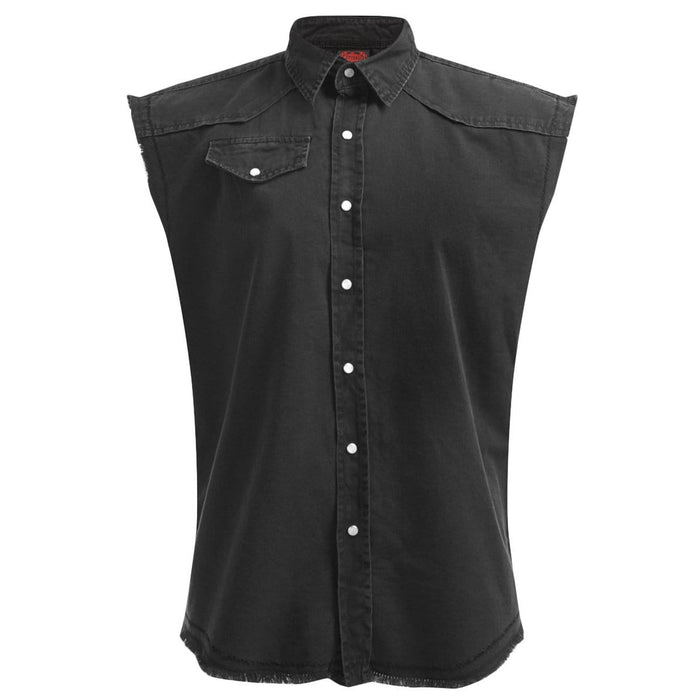 METAL STREETWEAR - Sleeveless Stone Washed Worker Black Spiral USA