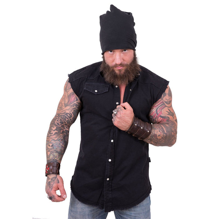 METAL STREETWEAR - Sleeveless Stone Washed Worker Black Spiral USA