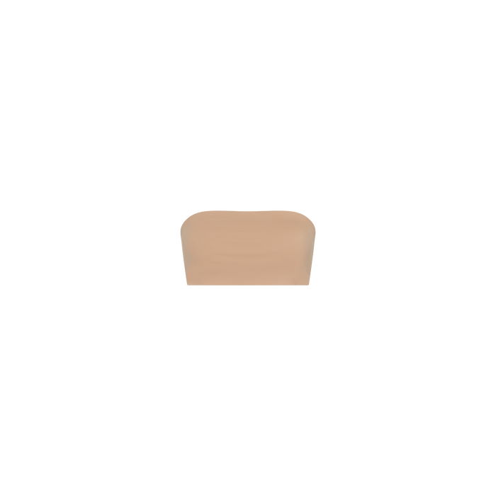 The Mietta Knit Bandeau Top is a strapless, nude-colored bandeau crafted from stretch nylon, offering a supportive fit against a plain white background.