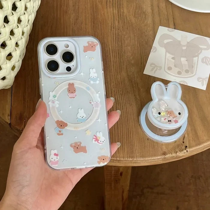 Miffy Phone Case with Holder Kawaii Miffy Rabbit Suitable For iPhone PhoneShells