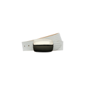 The Milou Belt, a white lizard-embossed accessory handcrafted from Italian-sourced materials and finished with a large, rectangular metallic buckle, is displayed against a plain white background.