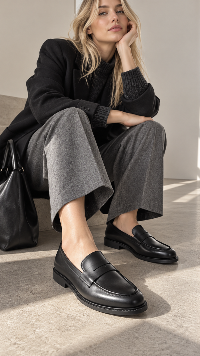 Mocassino Oxford nero - vegan