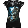 MOTHER'S LOVE - Lace Layered Cap Sleeve Top Black Spiral USA