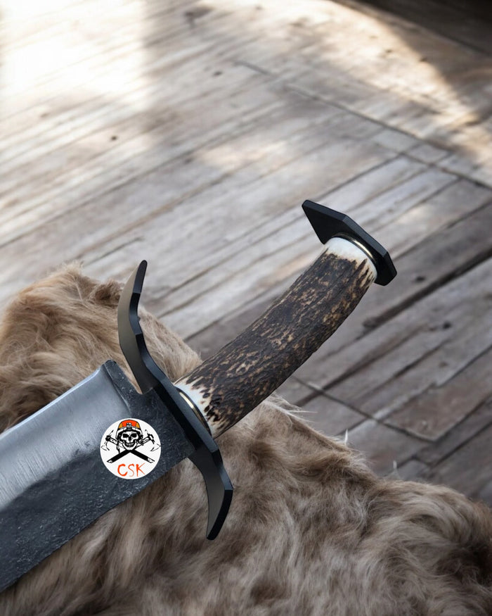 Mountain Stalker Along Knife with Antler Handle cskforged