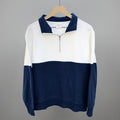 Navy/Cloud Dancer Colorblock Quarter Zip Pullover Ivy + Cloth