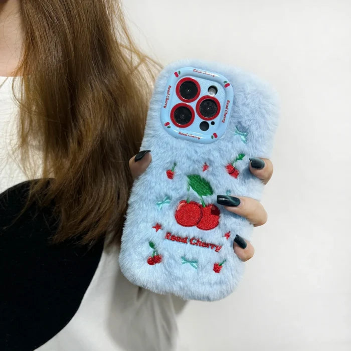 New Cherry Plush Autumn and Winter Cute and Warm Phone Case PhoneShells