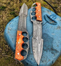 New Edition Damascus Tactical Knuckle Camping Knife with Full Tang handle cskforged