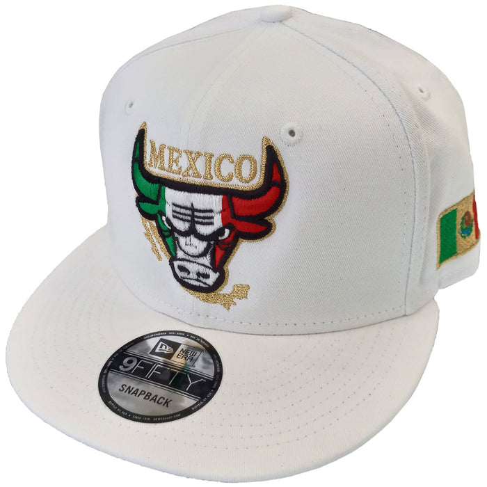 New Era Embroidered SnapBack Mexican Bull logo White Hat Peligro Sports