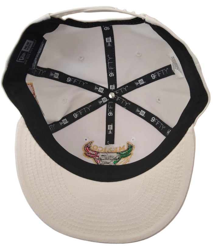 New Era Embroidered SnapBack Mexican Bull logo White Hat Peligro Sports