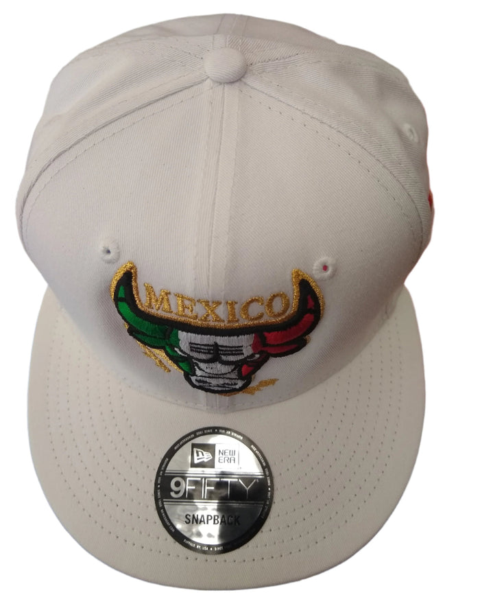 New Era Embroidered SnapBack Mexican Bull logo White Hat Peligro Sports