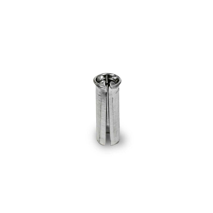 Stainless steel nib ferrule displayed on a white background.