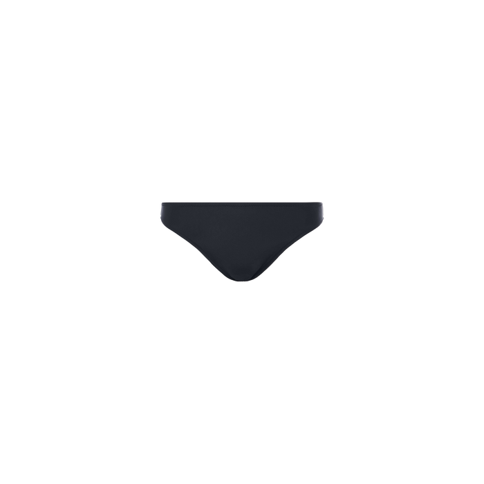 The Nicole Bikini Bottom, offering moderate coverage in a versatile black design, is centered on a plain white background.