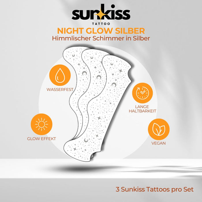 Night Glow in Silber – Sunkiss Tattoo [3er, 6er oder 12er Set]