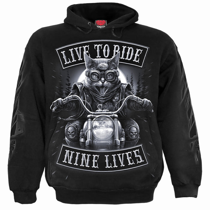 NINE LIVES - Hoody Black Spiral USA