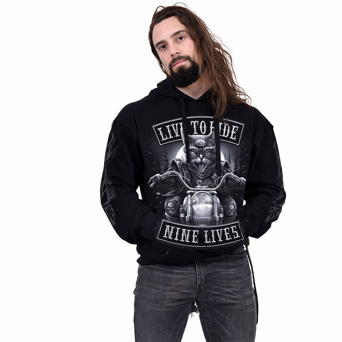 NINE LIVES - Hoody Black Spiral USA