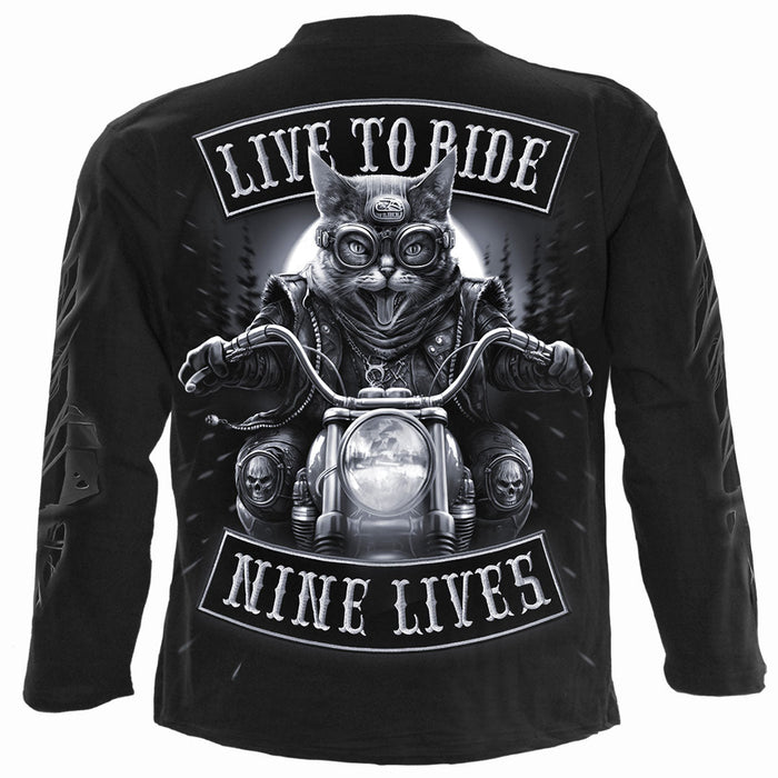 NINE LIVES - Longsleeve T-Shirt Black Spiral USA