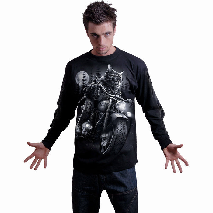 NINE LIVES - Longsleeve T-Shirt Black Spiral USA