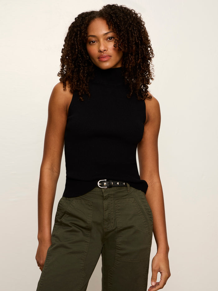 Nova Mock Neck Tank Black