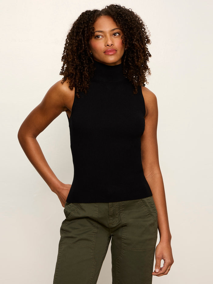 Nova Mock Neck Tank Black