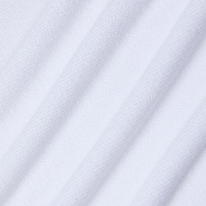 Close-up of the Nyra Bodysuit’s white stretch rib material, featuring diagonal, evenly spaced ridges that create a textured, striped pattern. The gentle sheen and soft feel of the fabric suggest comfort and versatility—ideal for minimalist styling or as a base layer.