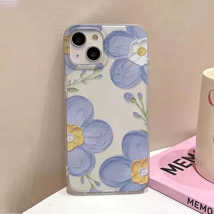 Oil Painting Flower Simple Phone Case For iPhone PhoneShells