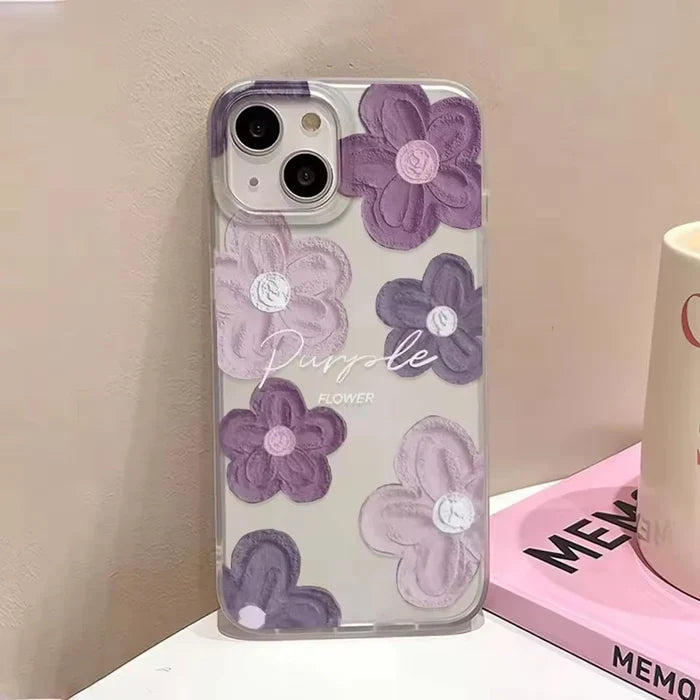 Oil Painting Flower Simple Phone Case For iPhone PhoneShells