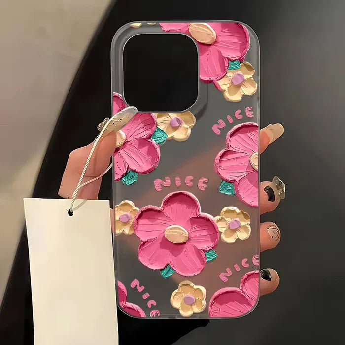 Oil Painting Flower Simple Phone Case For iPhone PhoneShells