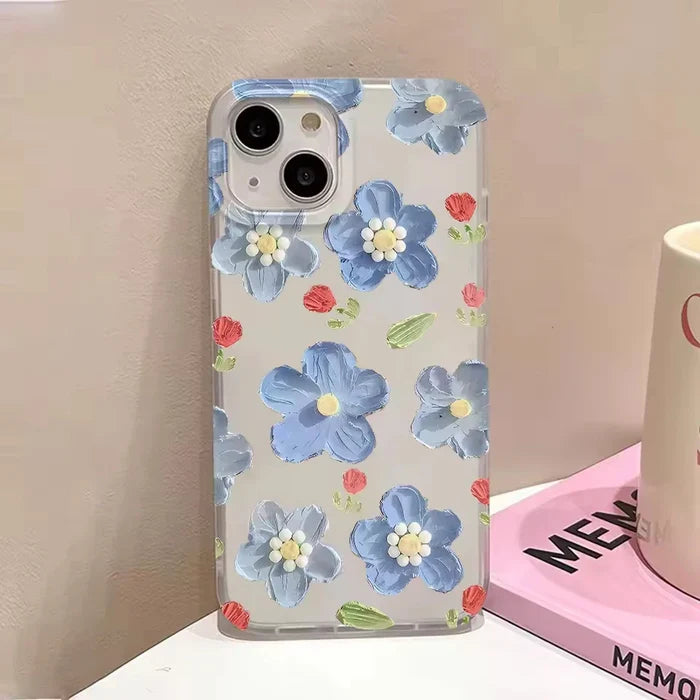 Oil Painting Flower Simple Phone Case For iPhone PhoneShells