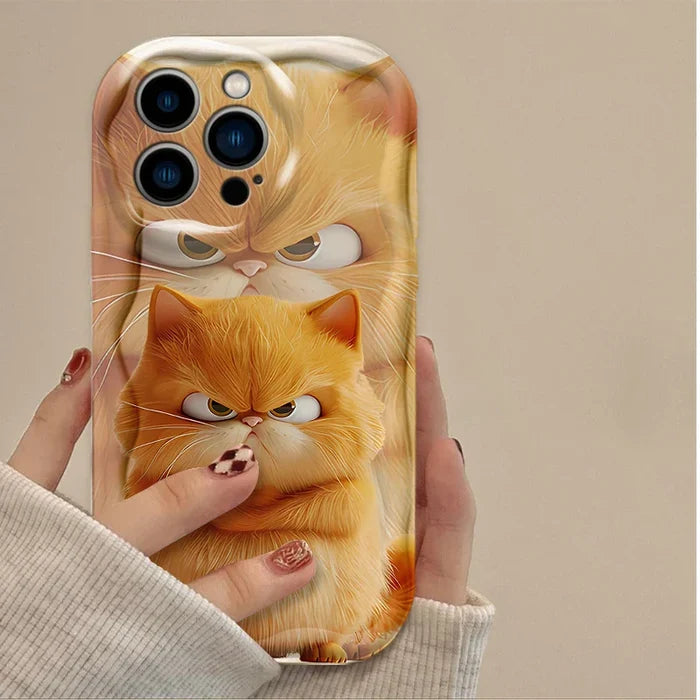 Orange Black White Cat Lovely Expression Phone Case For iPhone PhoneShells
