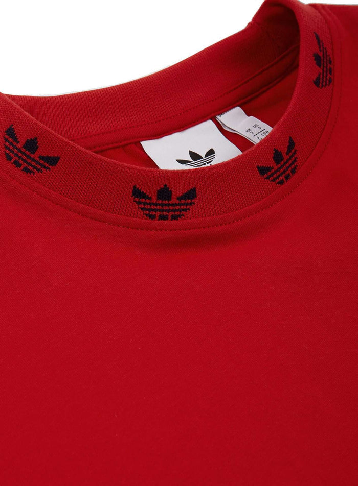 adidas Originals Men's Trefoil Ribbed T-Shirt - Scarlet/White runnwalk