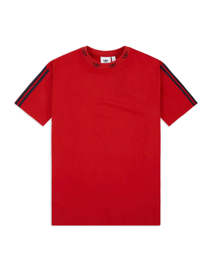adidas Originals Men's Trefoil Ribbed T-Shirt - Scarlet/White runnwalk