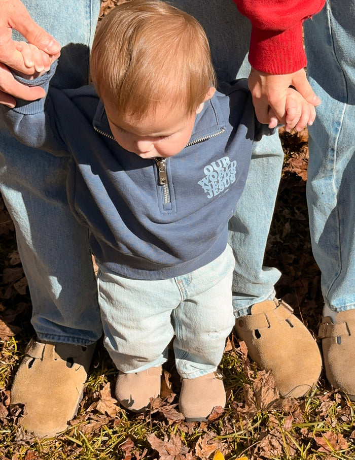 Our World Needs Jesus Kids Half-Zip Elevated Faith