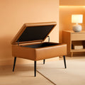 Oversized Square Storage Ottoman Double Lid Cognac