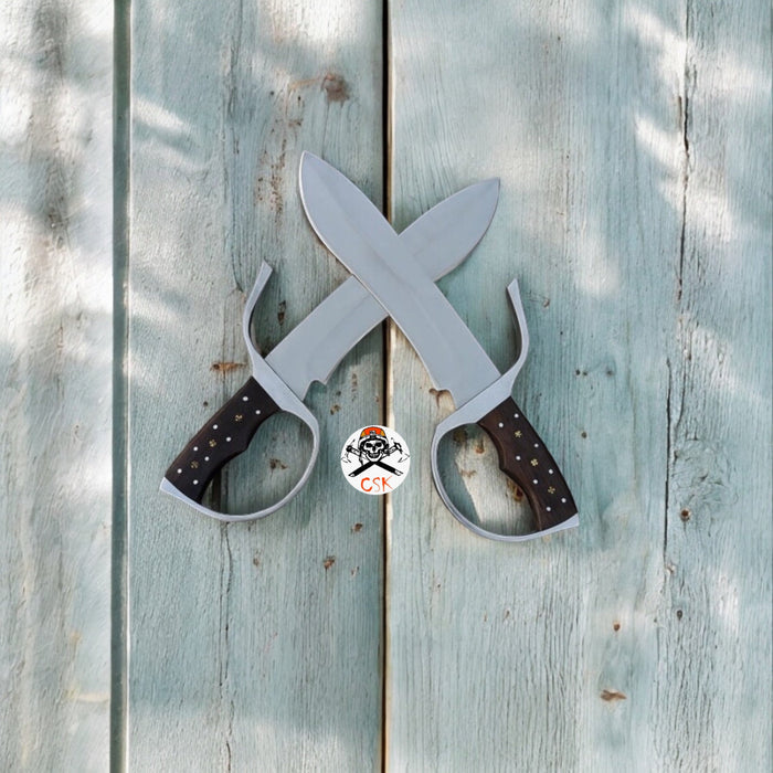 Pair Of Wing Chun knives | Hung Gar High stainless Steel Blades | Arts of Wushu Knives Bart Cham Dao cskforged