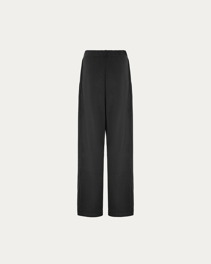 Pantalone Emma - con pieghe e cavallo basso nero