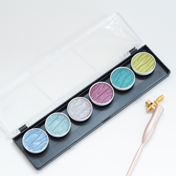 Paradise Metallic Finetec Ink Palette with Flourish calligraphy pen