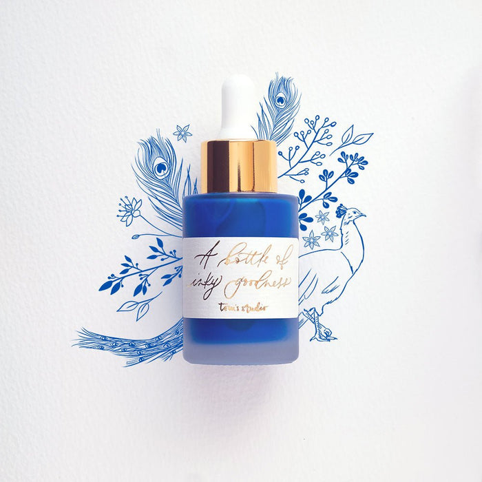 Peacock - Calligraphy Ink in bottle with illustration in ink