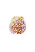 Organic, glass incense holder with pink, yellow, and orange bumps